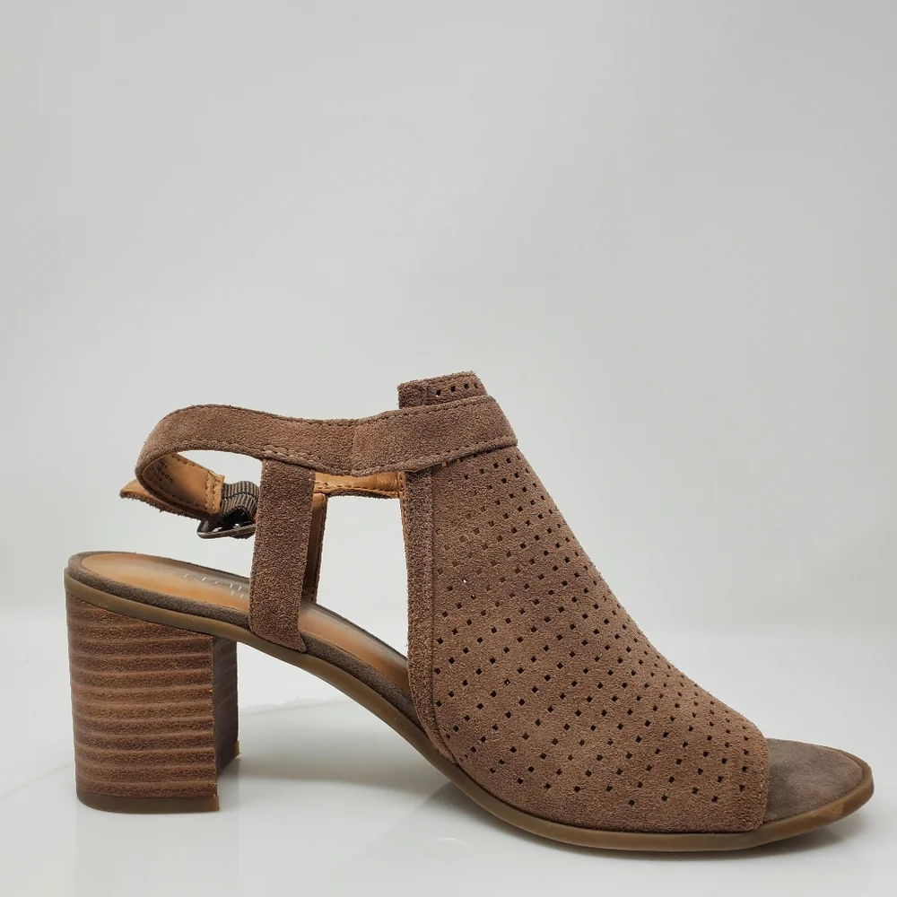 Franco Sarto Suede Open Toe Sandals with 3 inch heel Size 8 - Picture 5 of 7